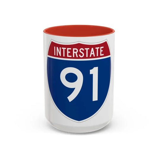 Interstate 91 (U.S. Highways) Accent Coffee Mug 15oz Red - Go Mug Yourself