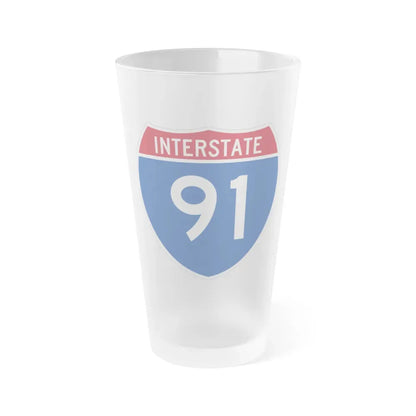Interstate 91 (U.S. Highways) Frosted Pint Glass 16oz 16oz Frosted - Go Mug Yourself