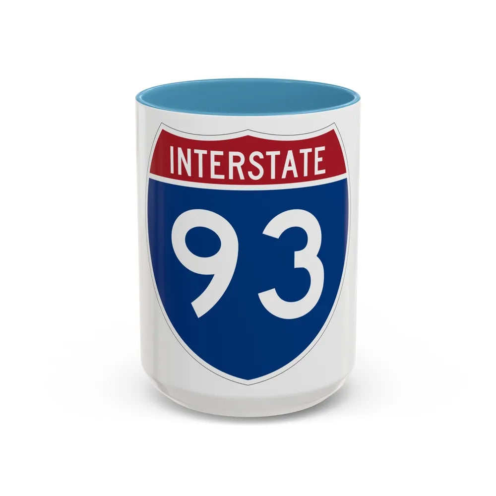 Interstate 93 (U.S. Highways) Accent Coffee Mug-15oz-Light Blue-Go Mug Yourself