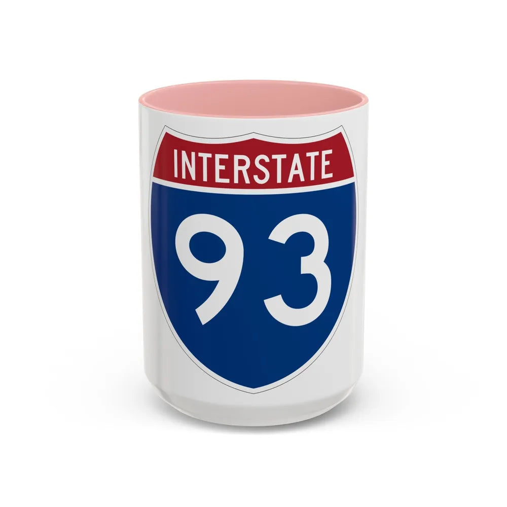 Interstate 93 (U.S. Highways) Accent Coffee Mug-15oz-Pink-Go Mug Yourself