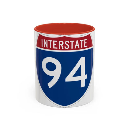 Interstate 94 (U.S. Highways) Accent Coffee Mug-11oz-Red-Go Mug Yourself