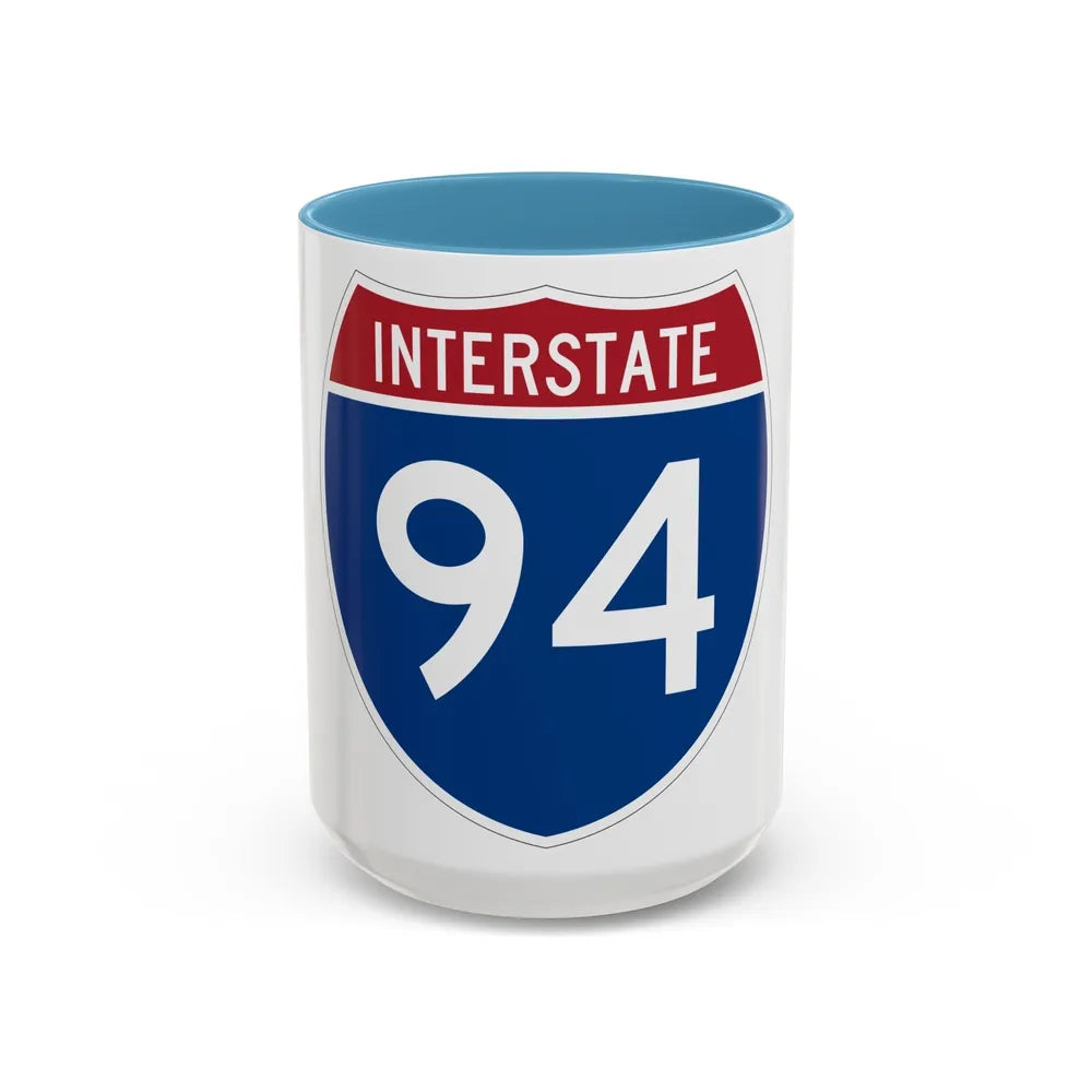 Interstate 94 (U.S. Highways) Accent Coffee Mug-15oz-Light Blue-Go Mug Yourself