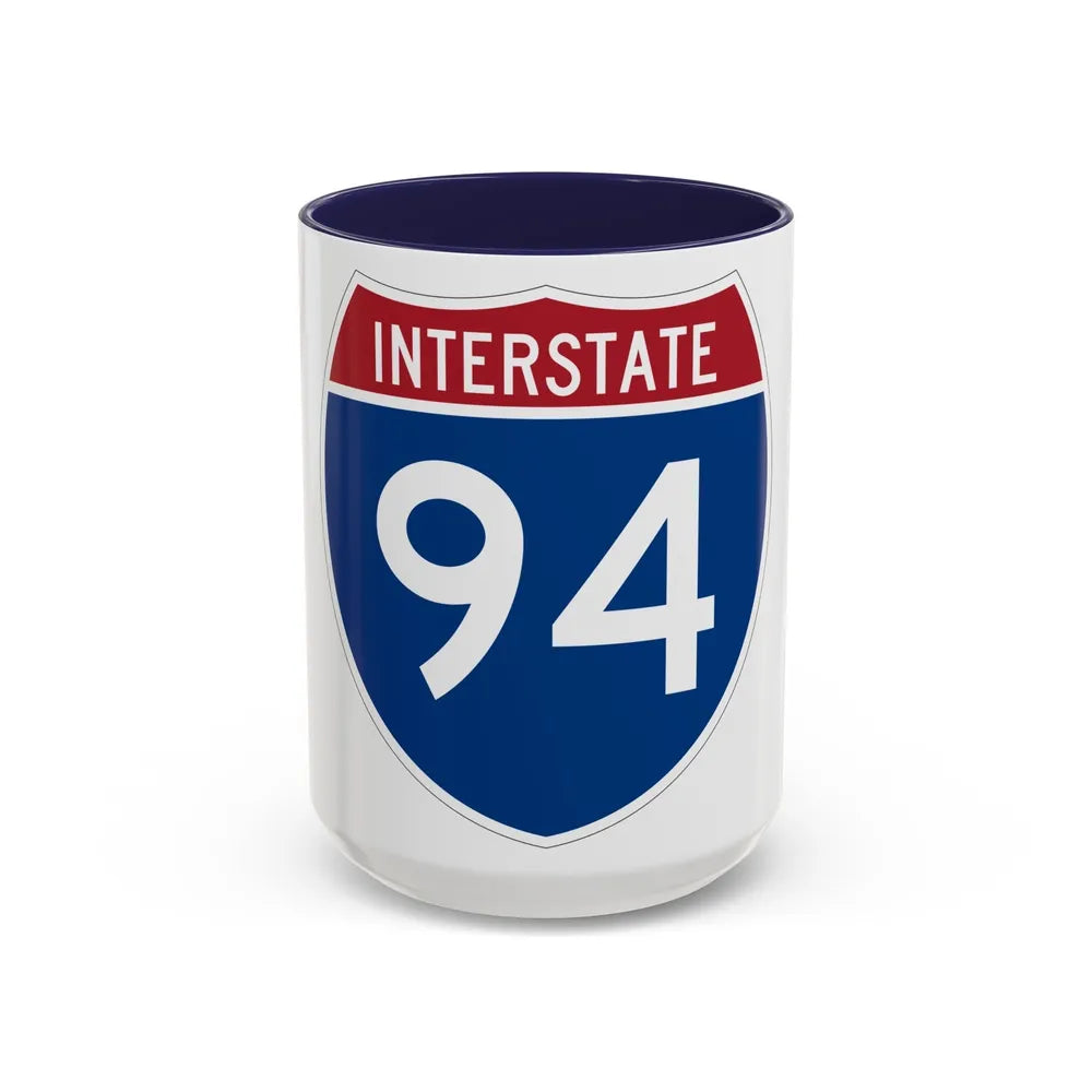 Interstate 94 (U.S. Highways) Accent Coffee Mug-15oz-Navy-Go Mug Yourself