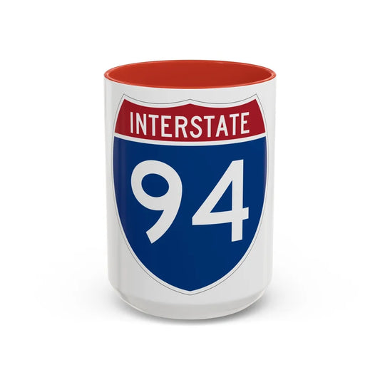 Interstate 94 (U.S. Highways) Accent Coffee Mug-15oz-Red-Go Mug Yourself