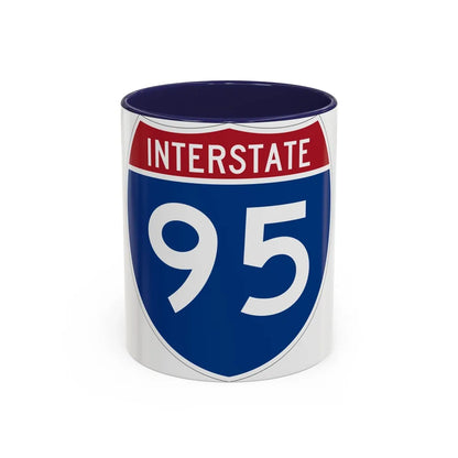 Interstate 95 (U.S. Highways) Accent Coffee Mug-11oz-Navy-Go Mug Yourself