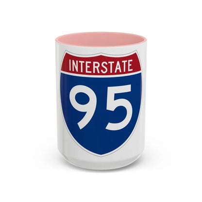 Interstate 95 (U.S. Highways) Accent Coffee Mug-15oz-Pink-Go Mug Yourself