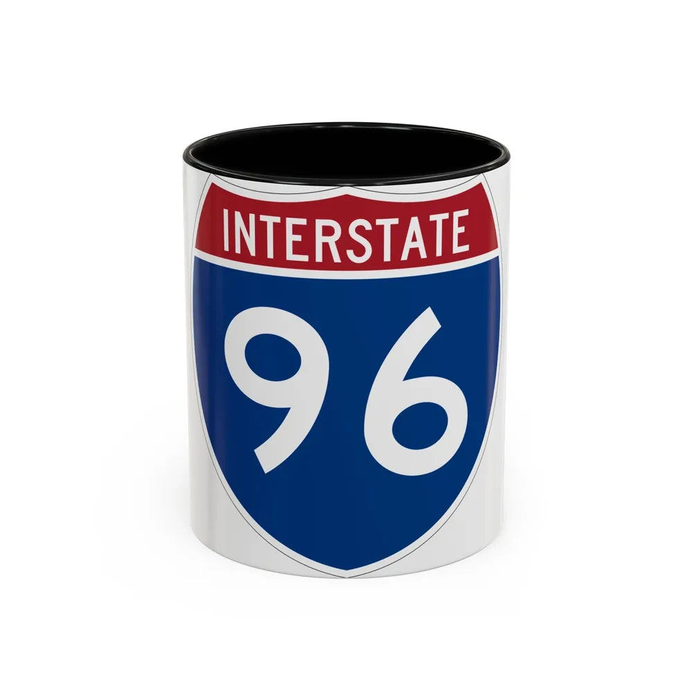 Interstate 96 (U.S. Highways) Accent Coffee Mug-11oz-Black-Go Mug Yourself