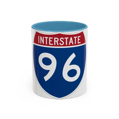 Interstate 96 (U.S. Highways) Accent Coffee Mug-11oz-Light Blue-Go Mug Yourself