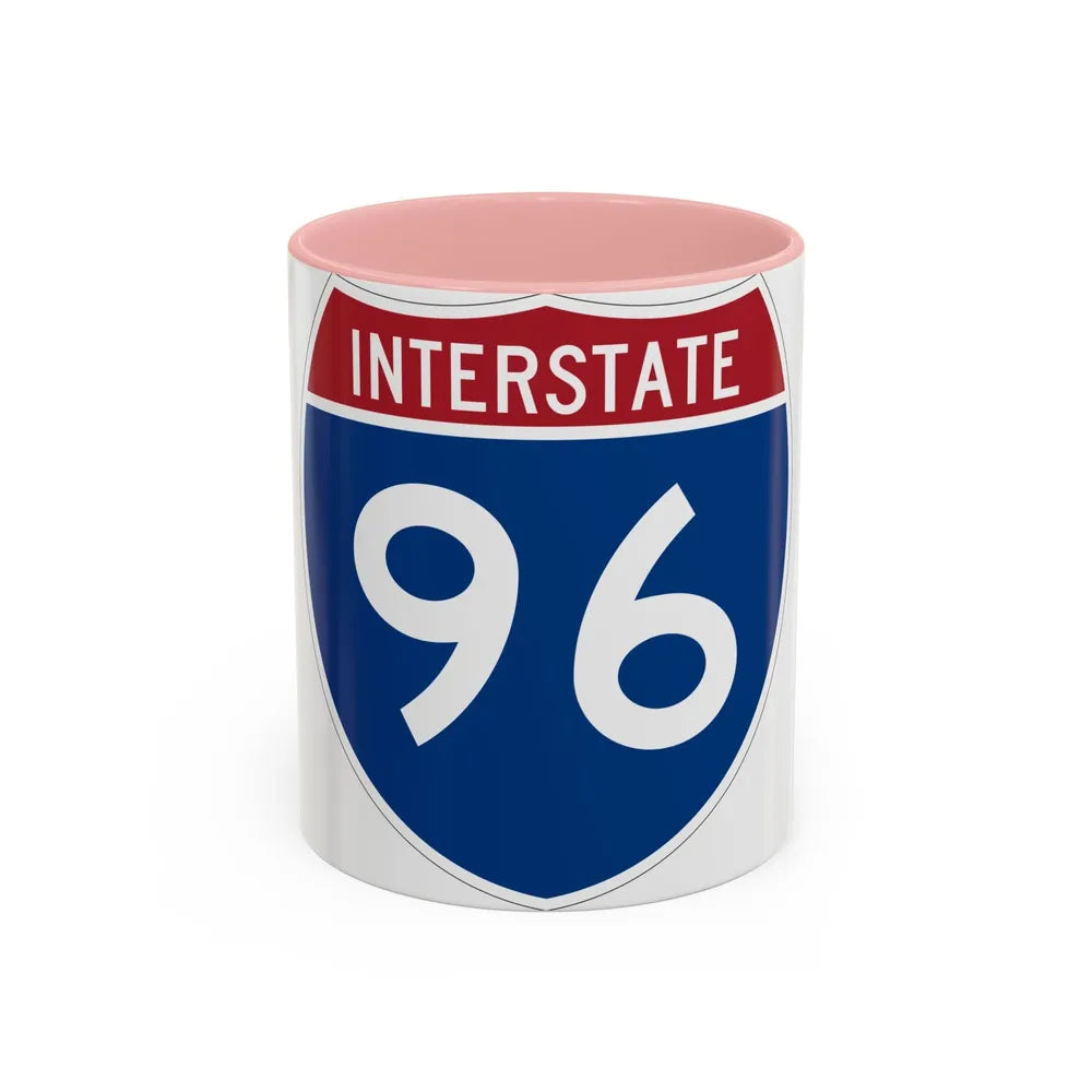 Interstate 96 (U.S. Highways) Accent Coffee Mug-11oz-Pink-Go Mug Yourself