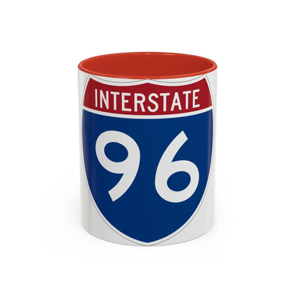 Interstate 96 (U.S. Highways) Accent Coffee Mug-11oz-Red-Go Mug Yourself