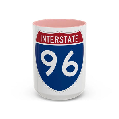 Interstate 96 (U.S. Highways) Accent Coffee Mug-15oz-Pink-Go Mug Yourself