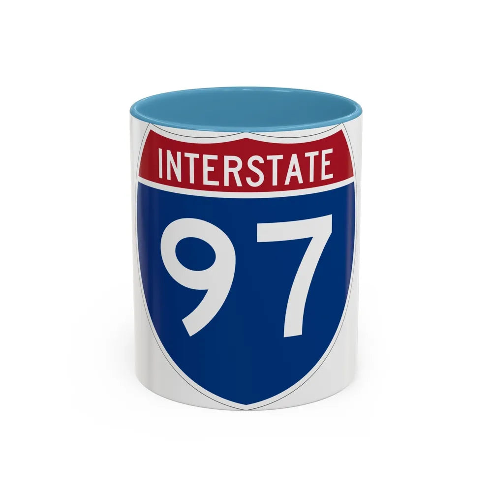 Interstate 97 (U.S. Highways) Accent Coffee Mug-11oz-Light Blue-Go Mug Yourself