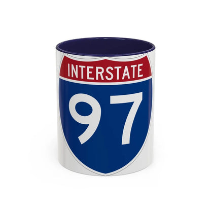 Interstate 97 (U.S. Highways) Accent Coffee Mug-11oz-Navy-Go Mug Yourself