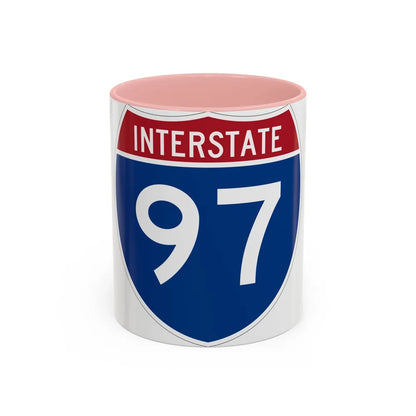 Interstate 97 (U.S. Highways) Accent Coffee Mug-11oz-Pink-Go Mug Yourself