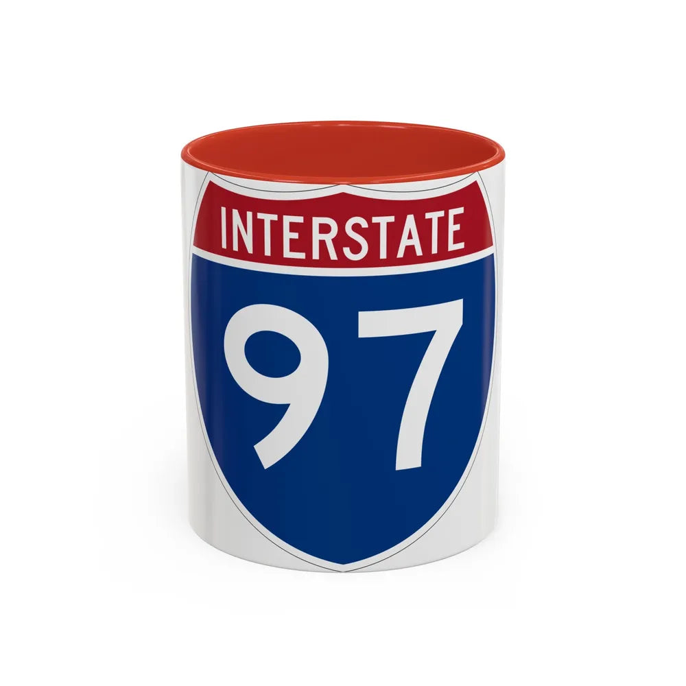 Interstate 97 (U.S. Highways) Accent Coffee Mug-11oz-Red-Go Mug Yourself