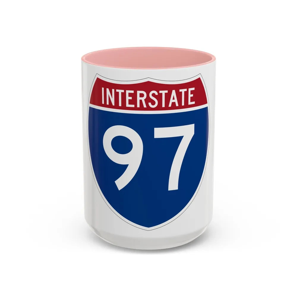 Interstate 97 (U.S. Highways) Accent Coffee Mug-15oz-Pink-Go Mug Yourself