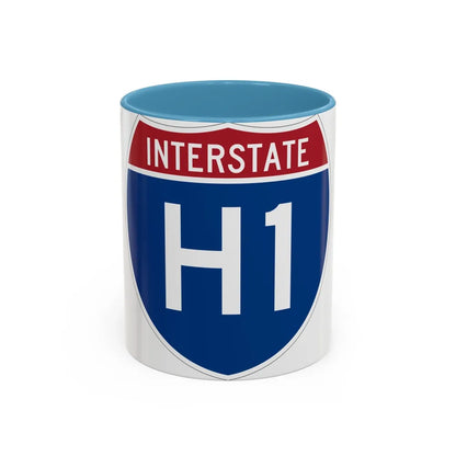 Interstate H1 (U.S. Highways) Accent Coffee Mug-11oz-Light Blue-Go Mug Yourself