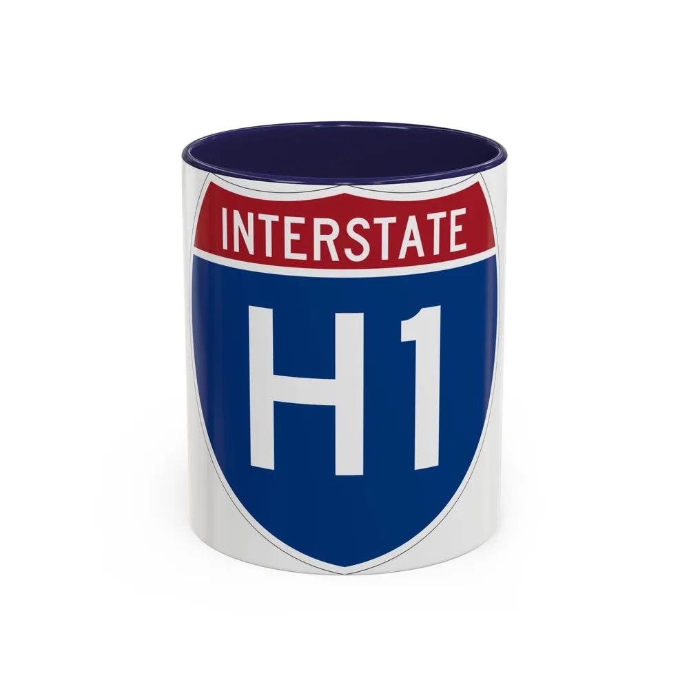 Interstate H1 (U.S. Highways) Accent Coffee Mug-11oz-Navy-Go Mug Yourself