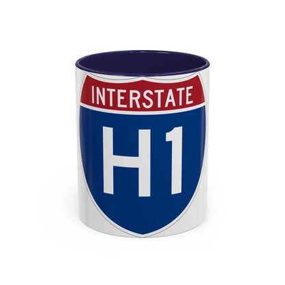 Interstate H1 (U.S. Highways) Accent Coffee Mug-11oz-Navy-Go Mug Yourself