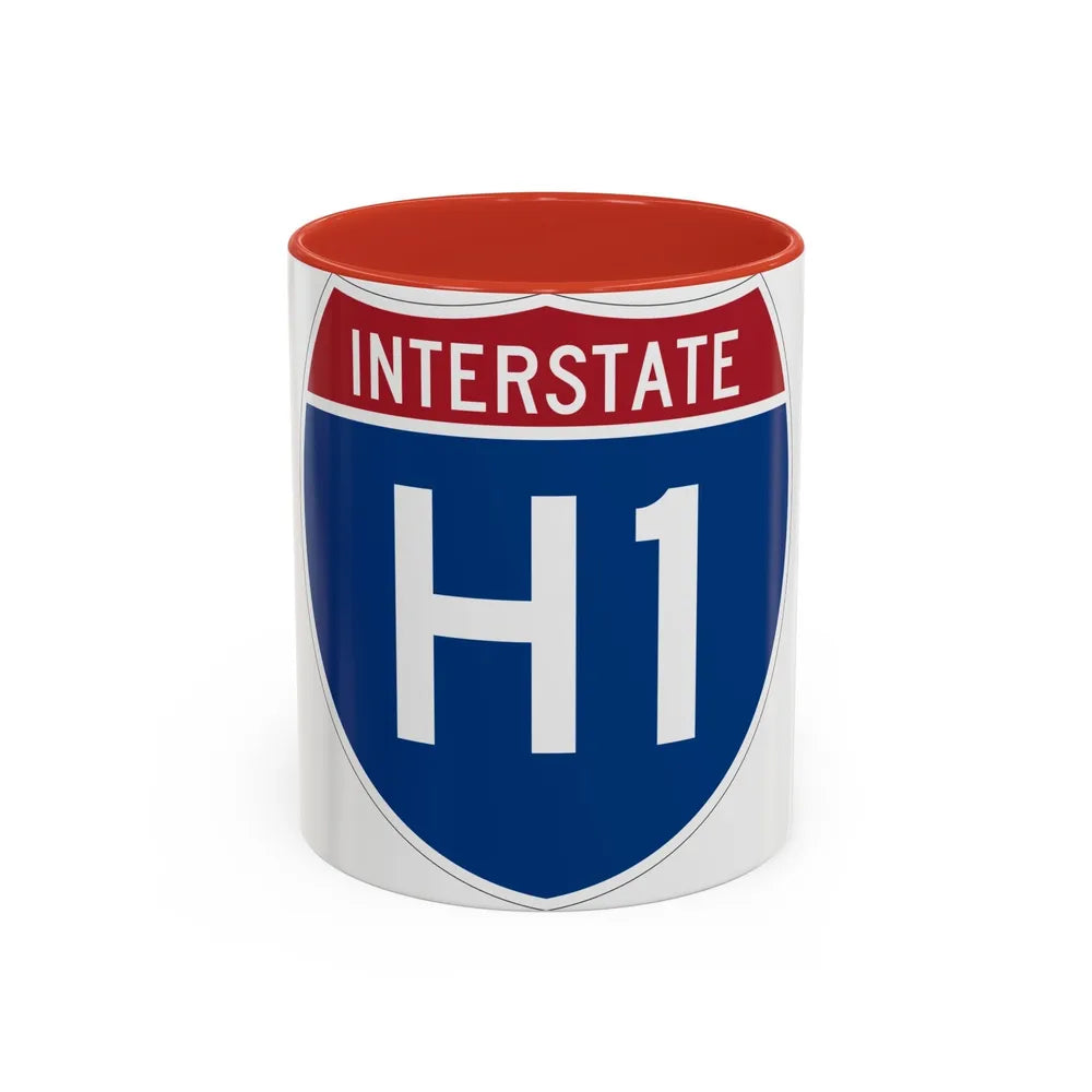 Interstate H1 (U.S. Highways) Accent Coffee Mug-11oz-Red-Go Mug Yourself