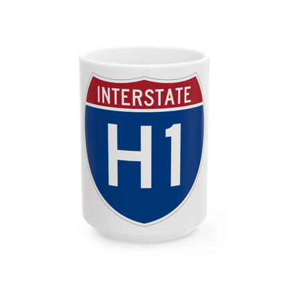 Interstate H1 (U.S. Highways) White Coffee Mug-15oz-Go Mug Yourself