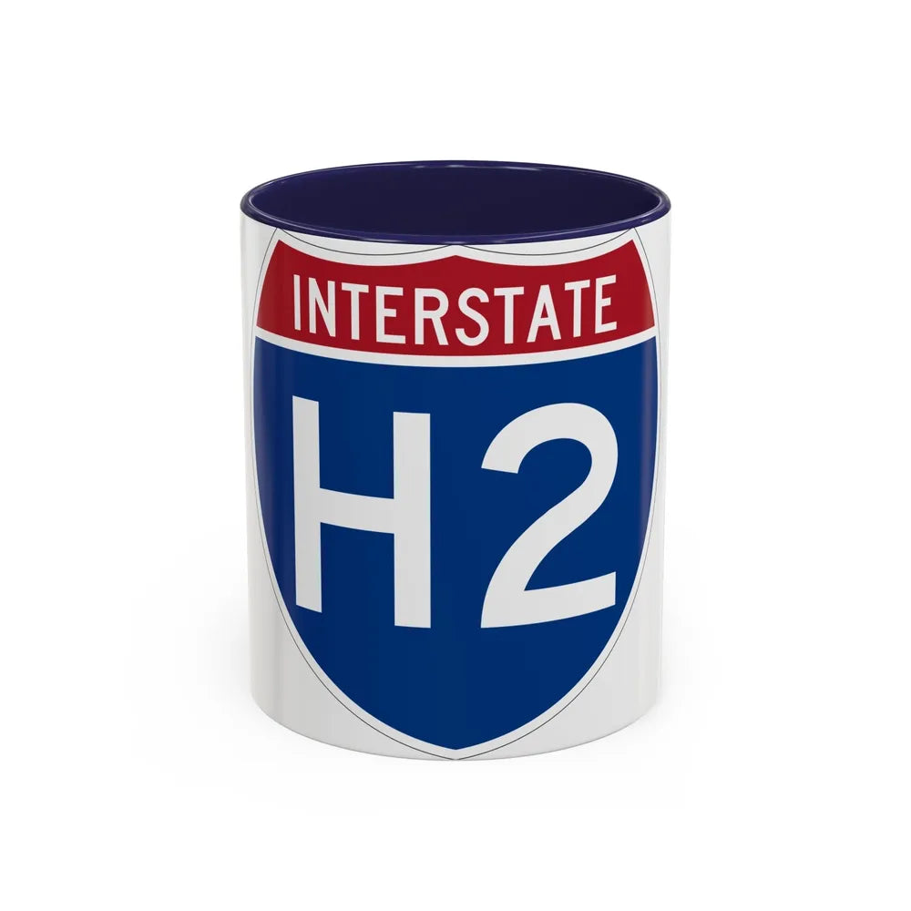 Interstate H2 (U.S. Highways) Accent Coffee Mug-11oz-Navy-Go Mug Yourself