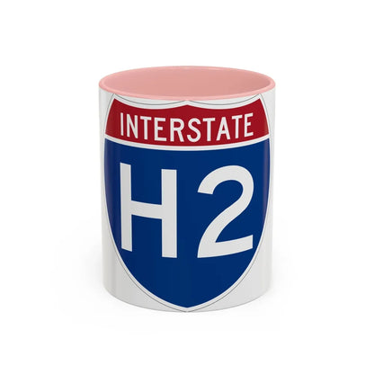 Interstate H2 (U.S. Highways) Accent Coffee Mug-11oz-Pink-Go Mug Yourself