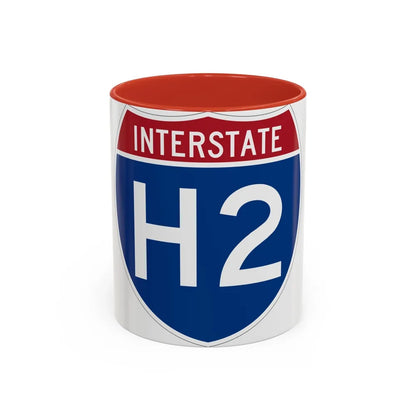 Interstate H2 (U.S. Highways) Accent Coffee Mug-11oz-Red-Go Mug Yourself