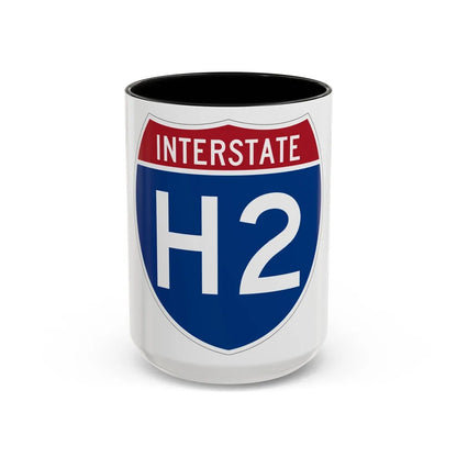 Interstate H2 (U.S. Highways) Accent Coffee Mug-15oz-Black-Go Mug Yourself