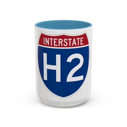 Interstate H2 (U.S. Highways) Accent Coffee Mug-15oz-Light Blue-Go Mug Yourself