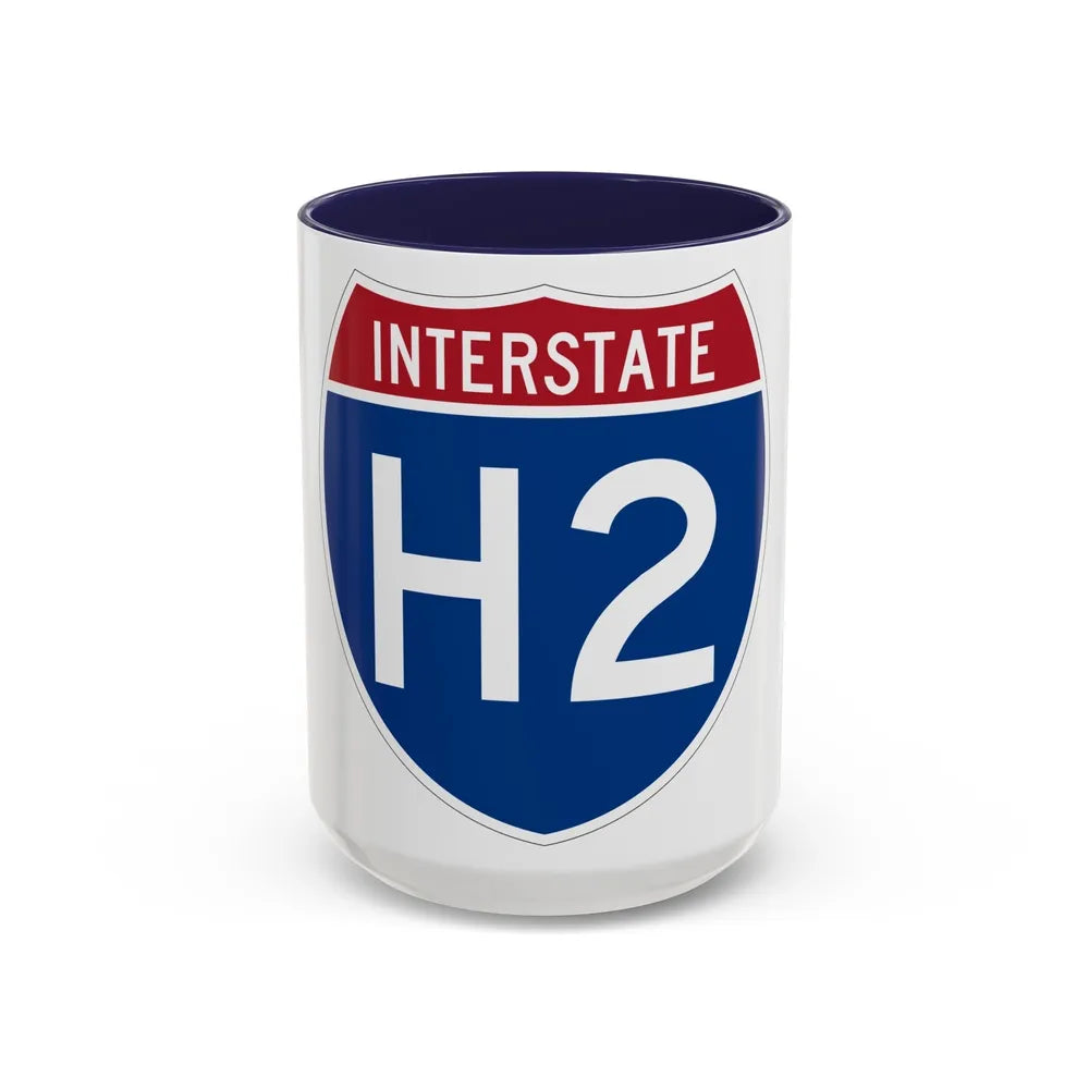 Interstate H2 (U.S. Highways) Accent Coffee Mug-15oz-Navy-Go Mug Yourself