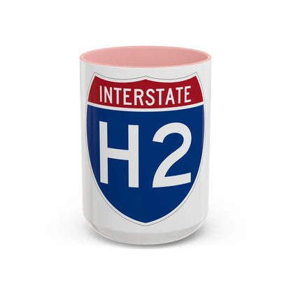 Interstate H2 (U.S. Highways) Accent Coffee Mug-15oz-Pink-Go Mug Yourself