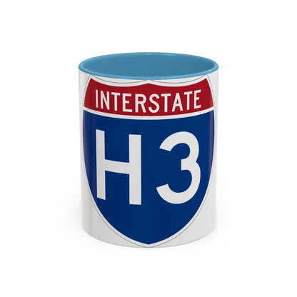 Interstate H3 (U.S. Highways) Accent Coffee Mug-11oz-Light Blue-Go Mug Yourself