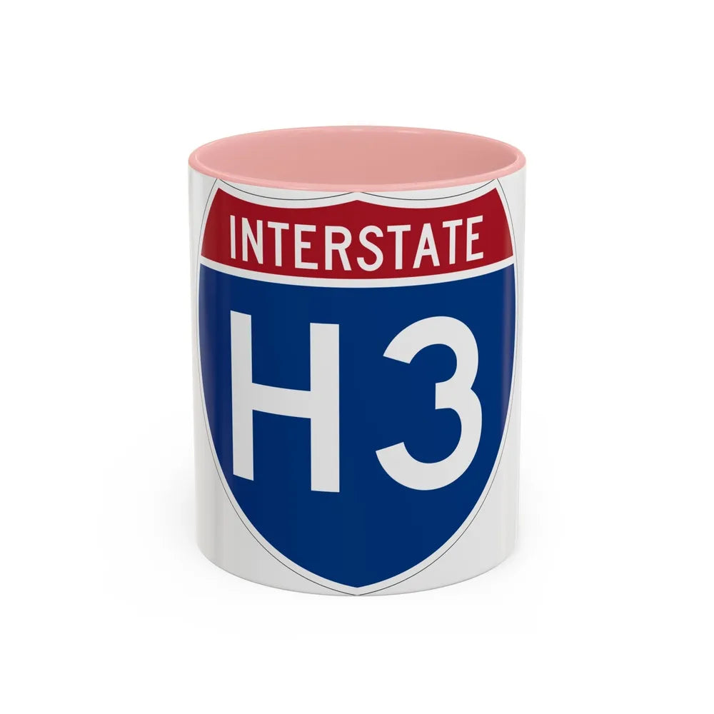 Interstate H3 (U.S. Highways) Accent Coffee Mug-11oz-Pink-Go Mug Yourself