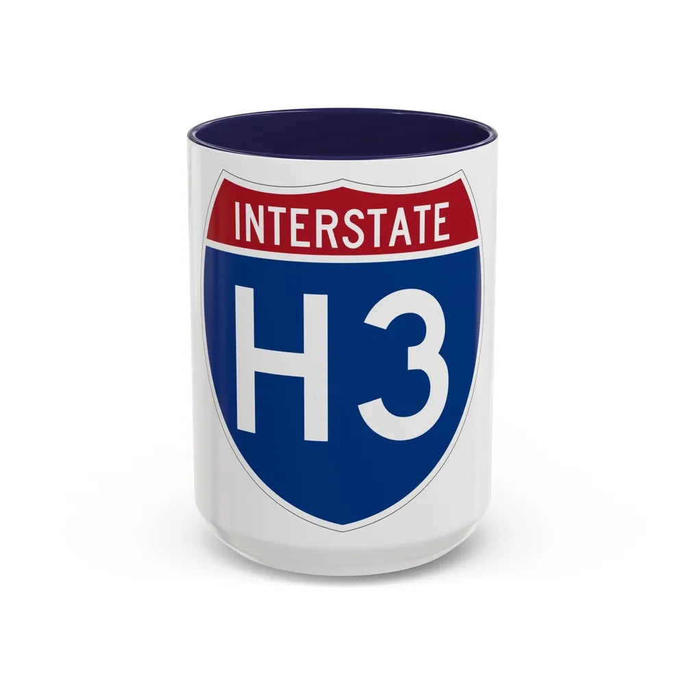 Interstate H3 (U.S. Highways) Accent Coffee Mug-15oz-Navy-Go Mug Yourself