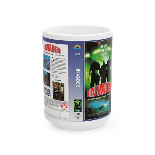 INVADER AKTIE (VHS COVER) - White Coffee Mug 15oz - Go Mug Yourself