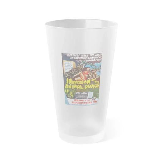 INVASION OF THE ANIMAL PEOPLE + TERROR OF THE BLOOD HUNTERS 1959 Movie Poster - Frosted Pint Glass 16oz 16oz Frosted - Go Mug Yourself