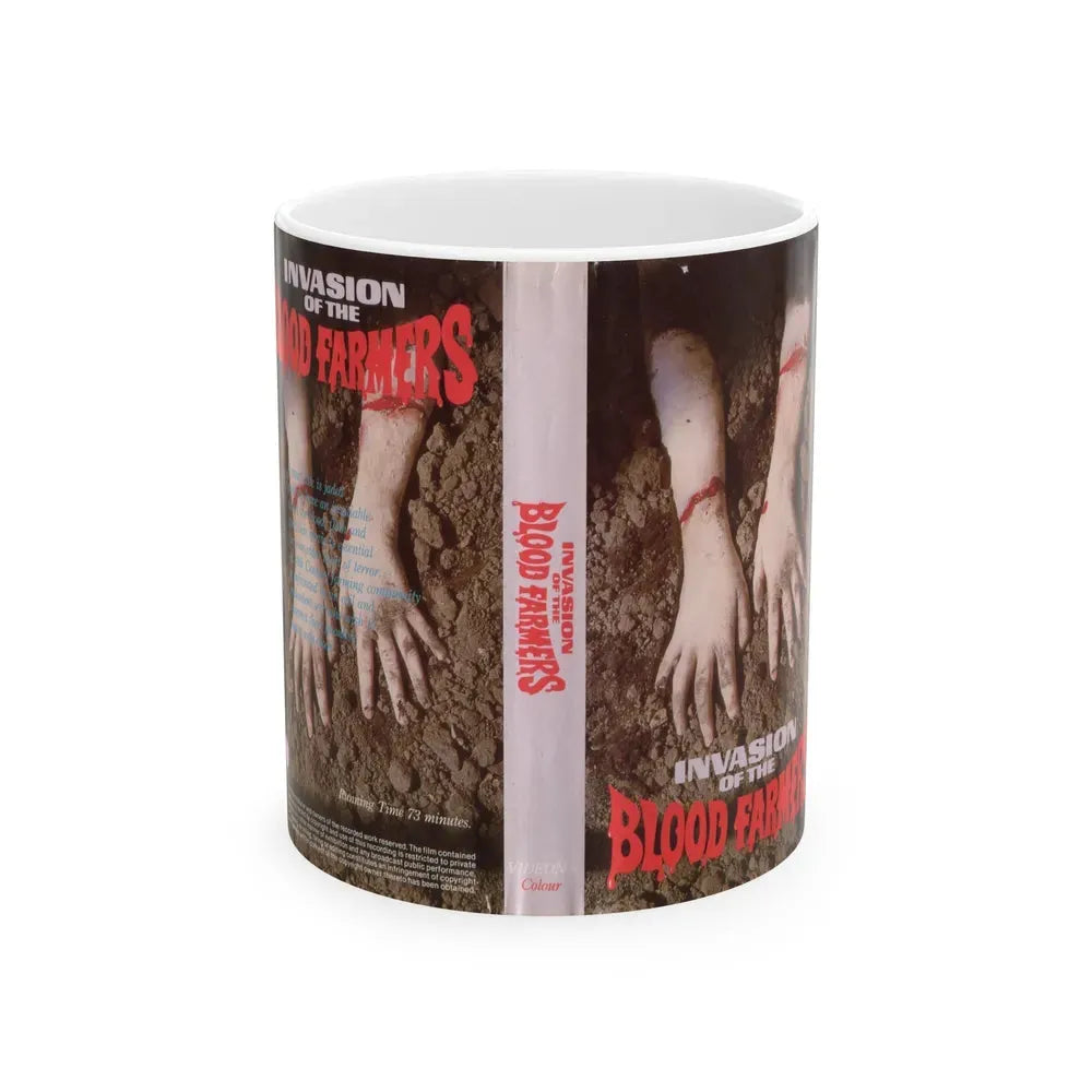 INVASION OF THE BLOOD FARMERS VERSION 2 (VHS COVER) - White Coffee Mug 11oz - Go Mug Yourself