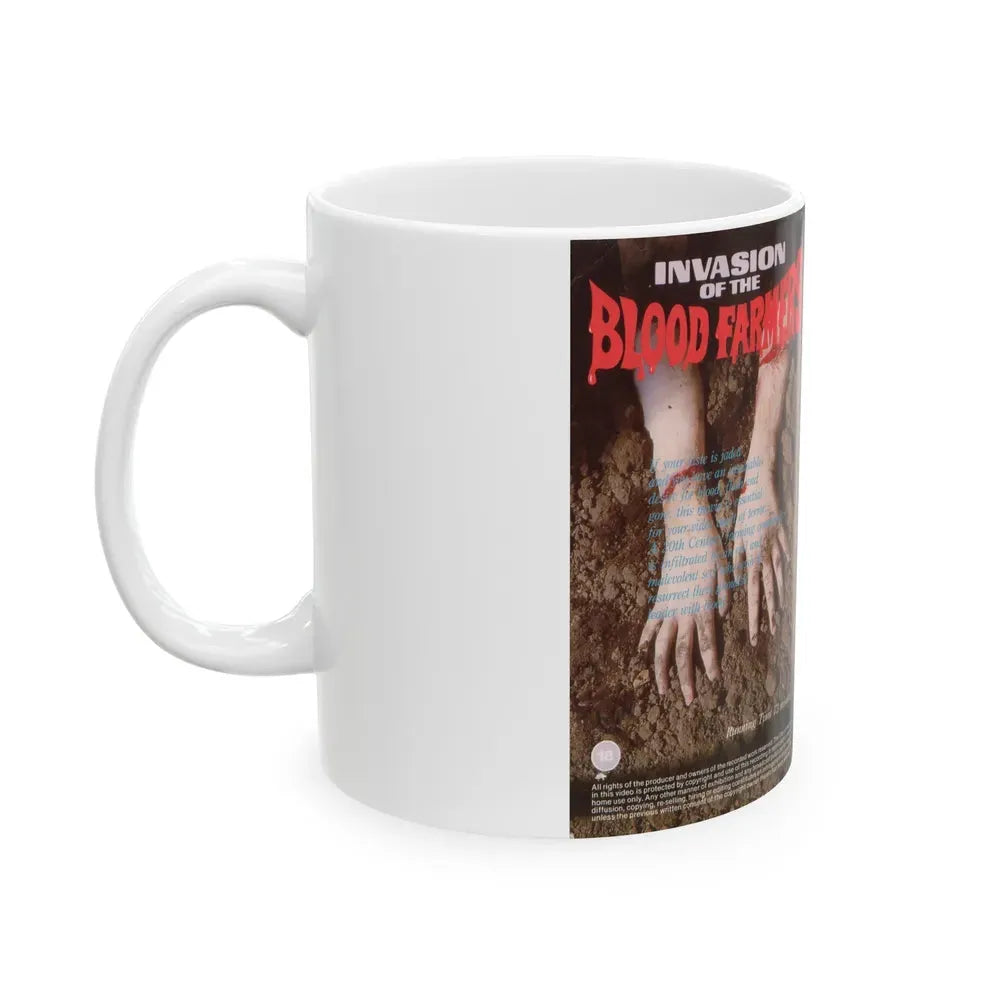 INVASION OF THE BLOOD FARMERS VERSION 2 (VHS COVER) - White Coffee Mug - Go Mug Yourself