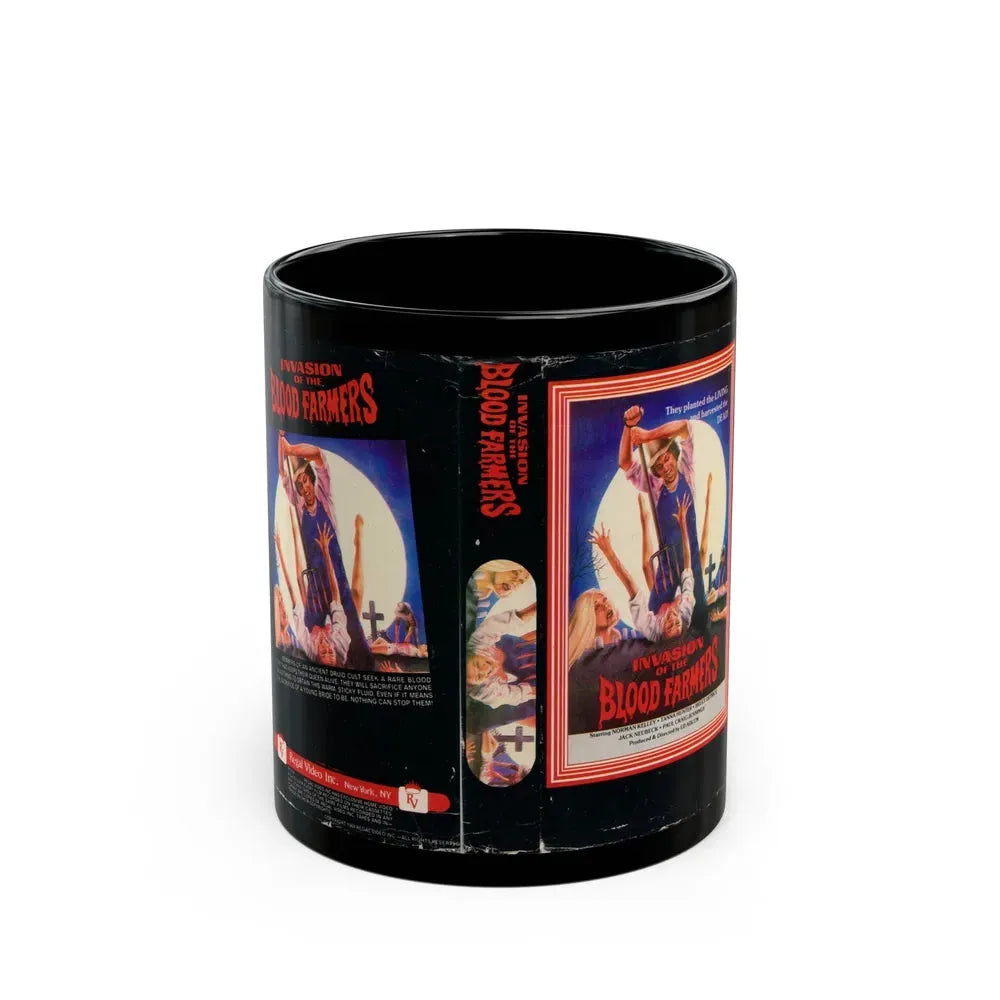 INVASION OF THE BLOOD FARMERS (VHS COVER) - Black Coffee Mug 11oz - Go Mug Yourself