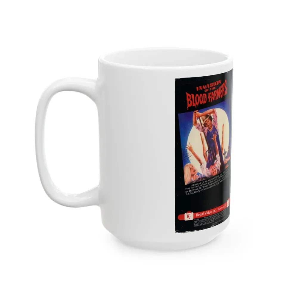INVASION OF THE BLOOD FARMERS (VHS COVER) - White Coffee Mug - Go Mug Yourself