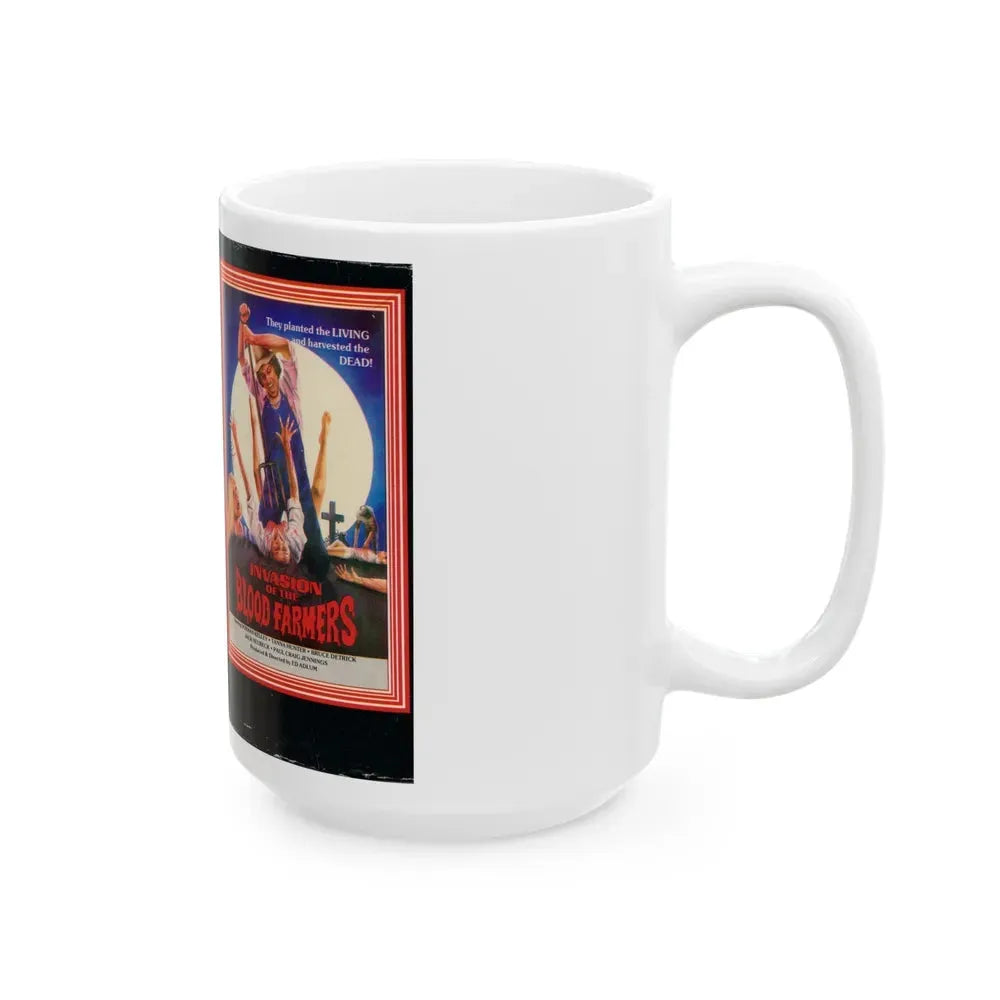 INVASION OF THE BLOOD FARMERS (VHS COVER) - White Coffee Mug - Go Mug Yourself