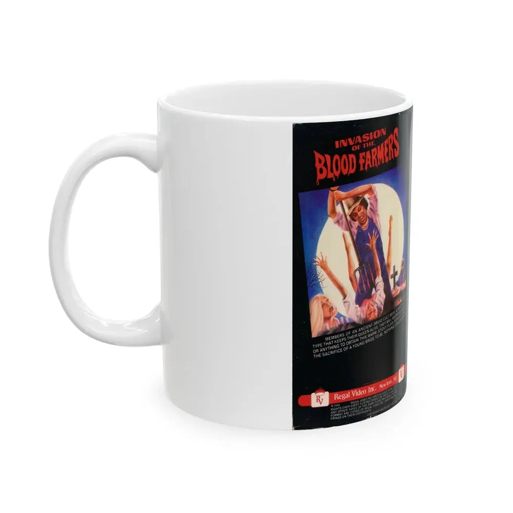 INVASION OF THE BLOOD FARMERS (VHS COVER) - White Coffee Mug - Go Mug Yourself