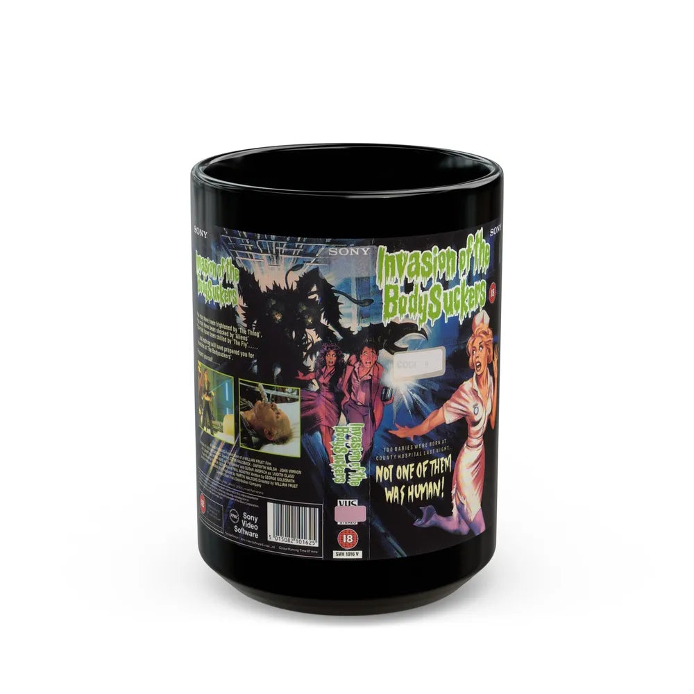 INVASION OF THE BODY SUCKERS (VHS COVER) - Black Coffee Mug-15oz-Go Mug Yourself