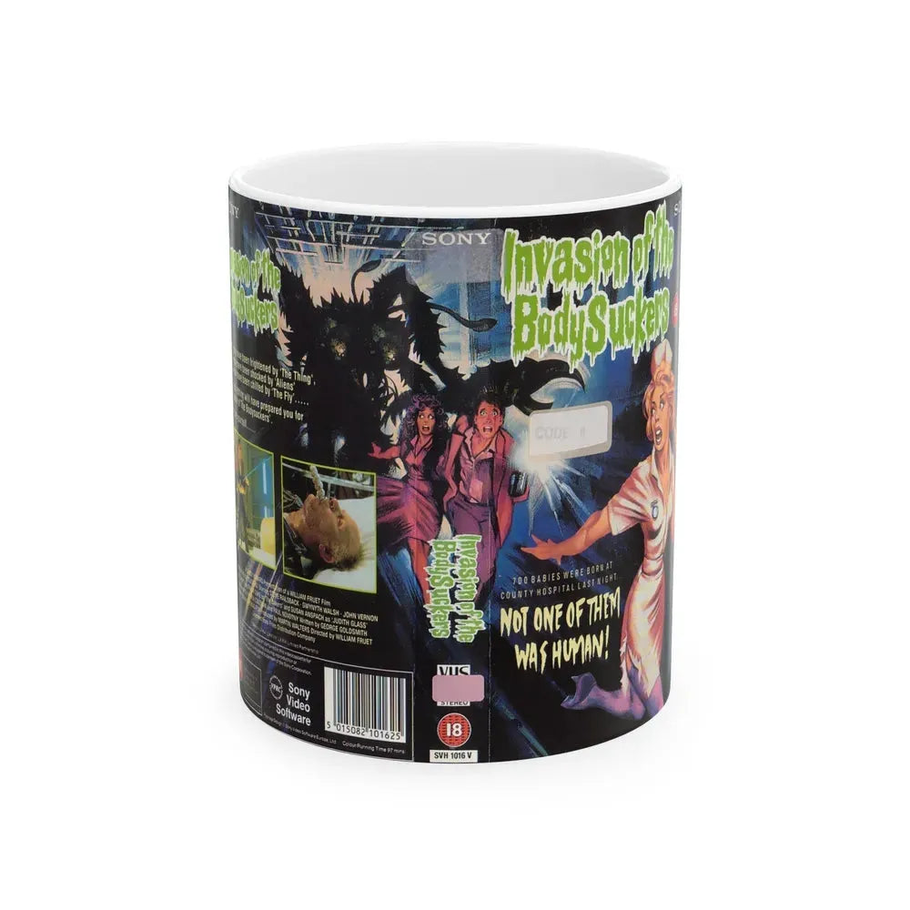 INVASION OF THE BODY SUCKERS (VHS COVER) - White Coffee Mug 11oz - Go Mug Yourself