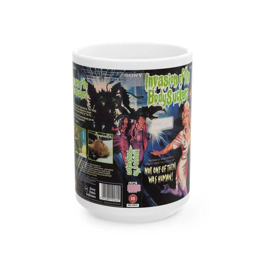 INVASION OF THE BODY SUCKERS (VHS COVER) - White Coffee Mug 15oz - Go Mug Yourself