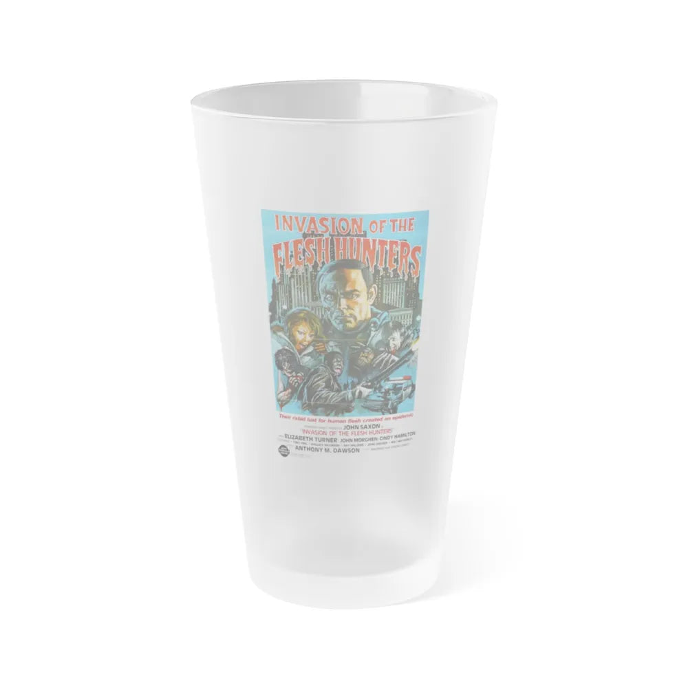 INVASION OF THE FLESH HUNTERS 1980 Movie Poster - Frosted Pint Glass 16oz-16oz-Frosted-Go Mug Yourself