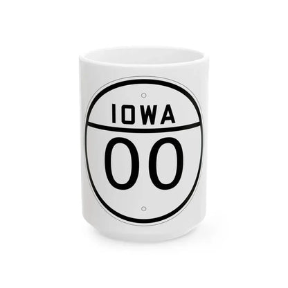 Iowa 00 1926 template (Iowa) (Road Sign) White Coffee Mug 15oz - Go Mug Yourself