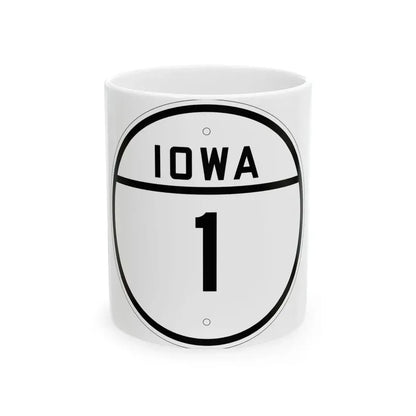 Iowa 1 1926 (Iowa) (Road Sign) White Coffee Mug 11oz - Go Mug Yourself