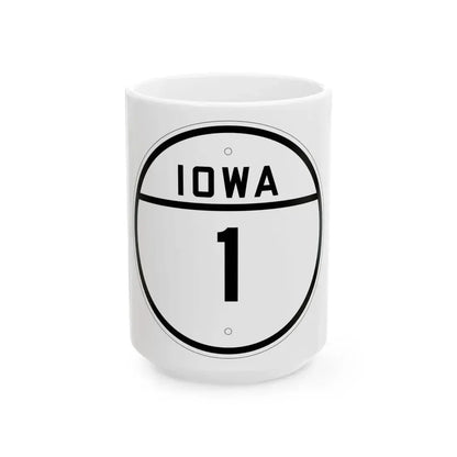 Iowa 1 1926 (Iowa) (Road Sign) White Coffee Mug 15oz - Go Mug Yourself